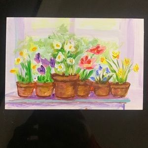 Original acrylic paint on wooden panel 15cm x 10cm. My Artwork. W magnetic tape